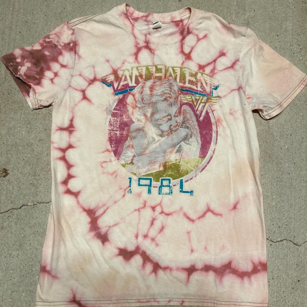 Up-Cycled Van Halen Bleach Dyed T-Shirt